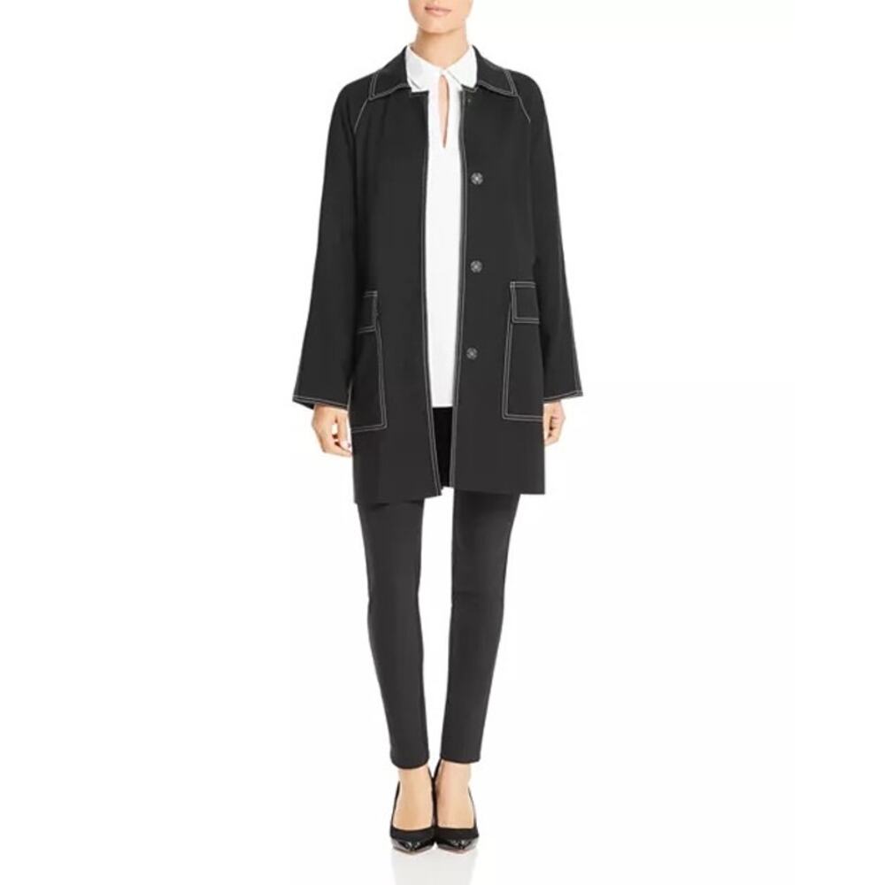 Lafayette 148 Women’s Black Maryann Car Coat Lightweight Minimalist‎ Lagenlook L - Picture 2 of 12